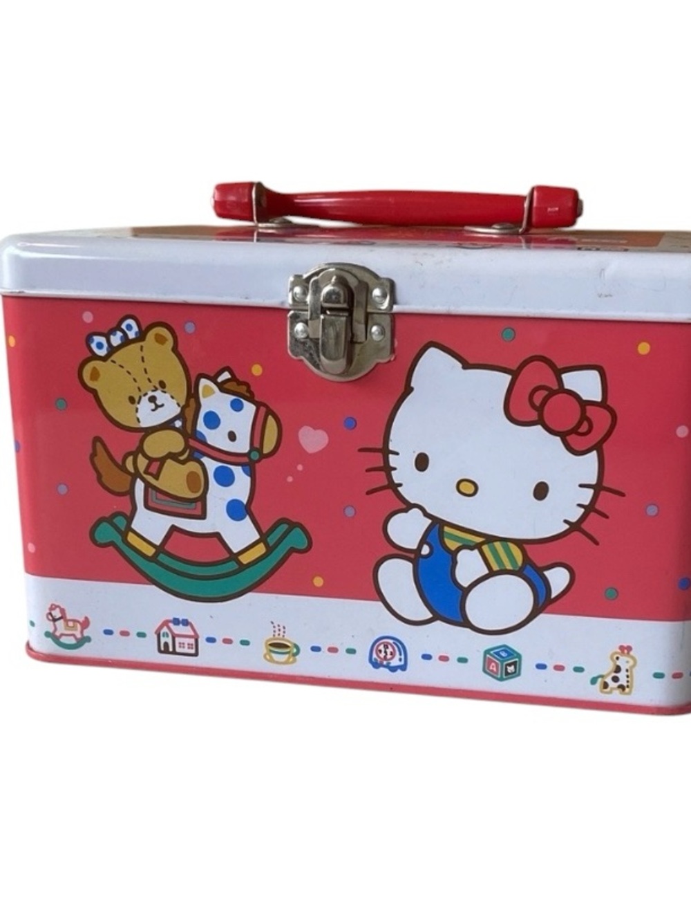 HELLO KITTY TIN METAL MINI-LUNCH BOX CARRYING CASE Vintage